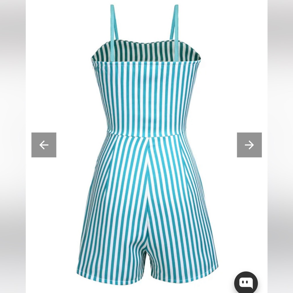 Retro stage TURQUOISE 1950S STRIPES ROMPER & SKIRT - Picture 5 of 14